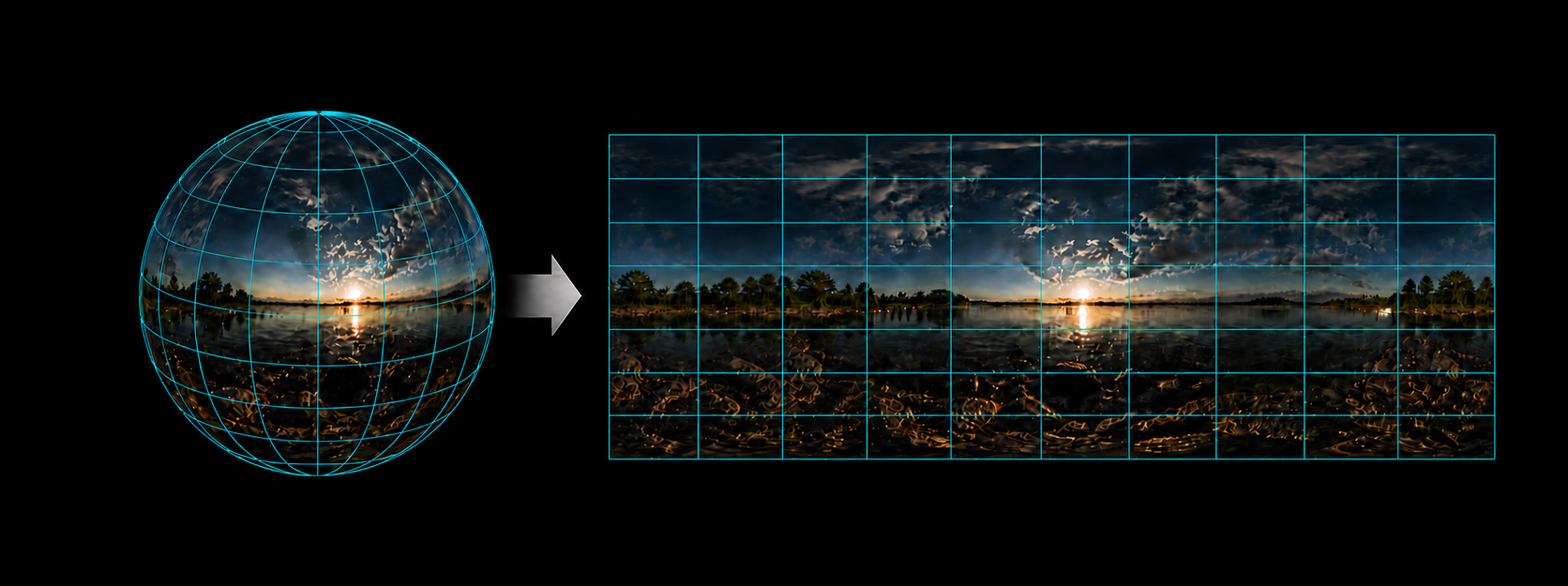 Sphere to Equirectangular Projection teaser